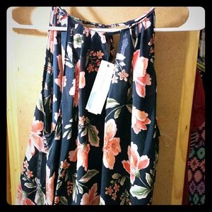 Navy blue with floral print tank. Size M